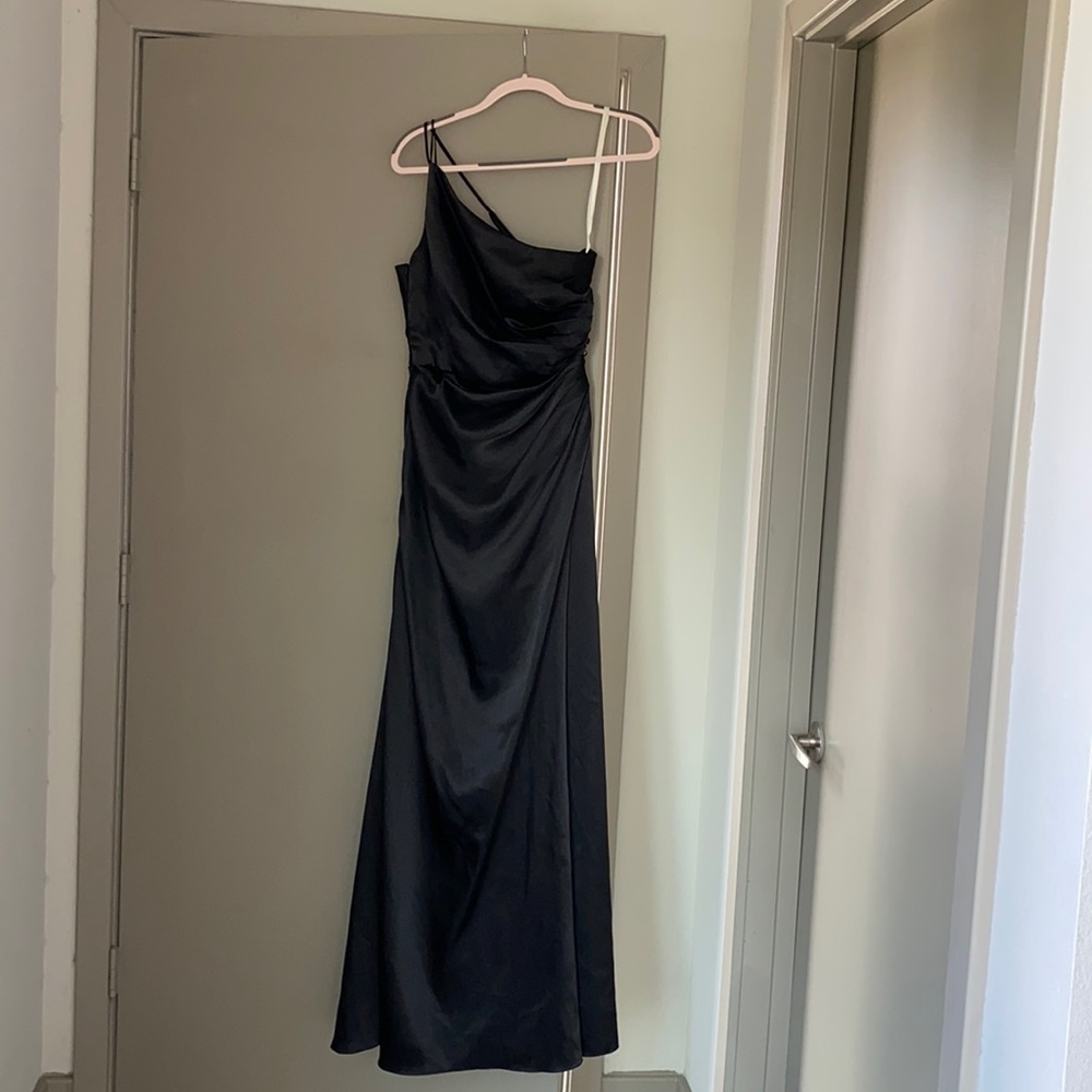 CHARMEUSE DRAPED ONE SHOULDER DRESS